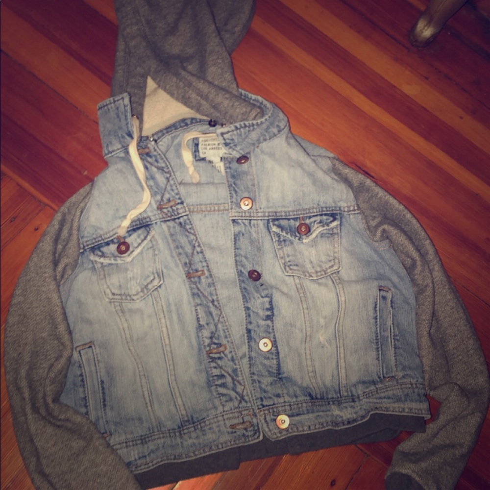 Forever 21 cute jean/sweatshirt jacket